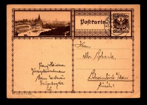 Austria 1927 10g Parliament Cacheted Postal Card Used / Light Cnr Crease -L11383