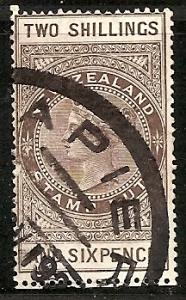 NEW ZEALAND AR  2 USED 1882 2sh6p Postal-Fiscal cv $20.