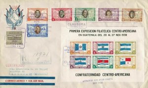 guatemala 1938 central america registered multi stamp & sheet cover ref r11761