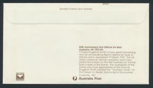 1981 Australia Post cover 50th Anniv Air Mail Australia - UK SPECIAL see details