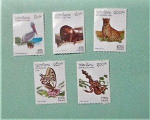 Laos - 1260-64, MNH Set. Fauna. SCV -$5.95