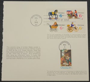 #'s 1414-18 Christmas USPS card 1970,  Nativity + Toys, FDC  - In Great ...