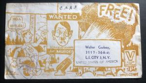 1945 Canadian Field Post WW2 Patriotic Censored Cover To New York USA