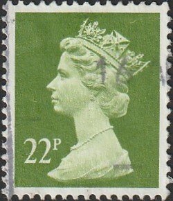 Great Britain #MH118 1984 22p Yellow-green QEII Machin Head USED-Fine.
