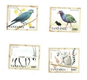 Tanzania 1998 - Animals Birds - Set of 4 Stamps - Scott #1711-14 - MNH