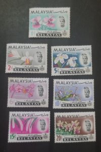 KELANTAN  Malaysia 1965 Flowers set of 7 Stamps MINT MNH OG Unused T342