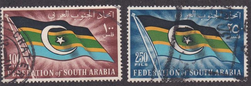 South Arabia # 13-14, Flag of the Federation, Used, 1/3 Cat.