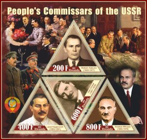 Stamps. People's Commissars USSR 2021 year 1+1 sheets perf Rwanda
