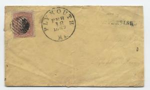 1863 Plymouth MA to Philadelphia #65 advertised marking cover [y3243]