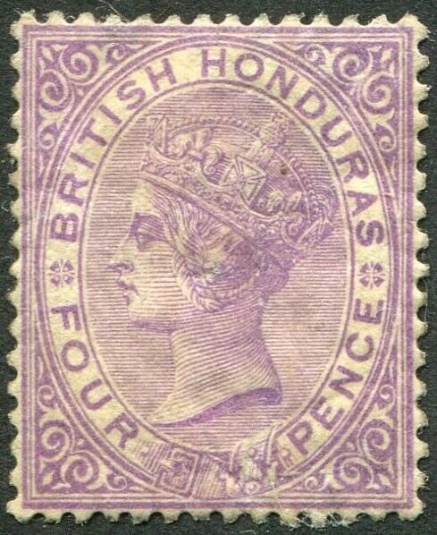 BRITISH HONDURAS-1882 4d Mauve Sg 20 AVERAGE MOUNTED MINT V48349