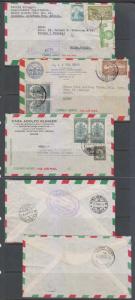 MEXICO 1945-49 GROUP OF 6 AIR COVERS TO SWITZERLAND FROM MERIDA+ F,VF