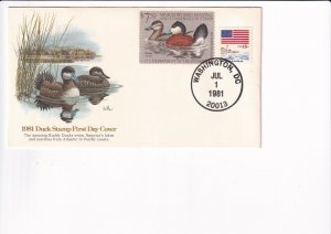 1981 Duck Stamp, Sc. #RW48, FDC Fleetwood Cachet, Washington, D.C. (F32478)