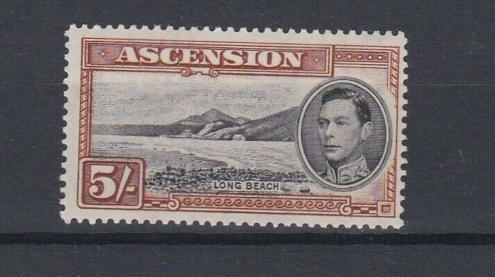 ASCENSION  1938  S G 46  5/- BLACK  &  YELLOW BROWN  PERF 131/2 MNH 