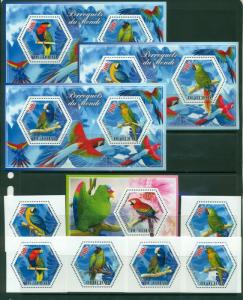 TCHAD CHAD 10 SHEETS COLLECTION BIRDS PARROTS