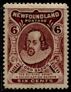 Newfoundland #92A  Type II Lord Bacon Definitive MH CV$55.00