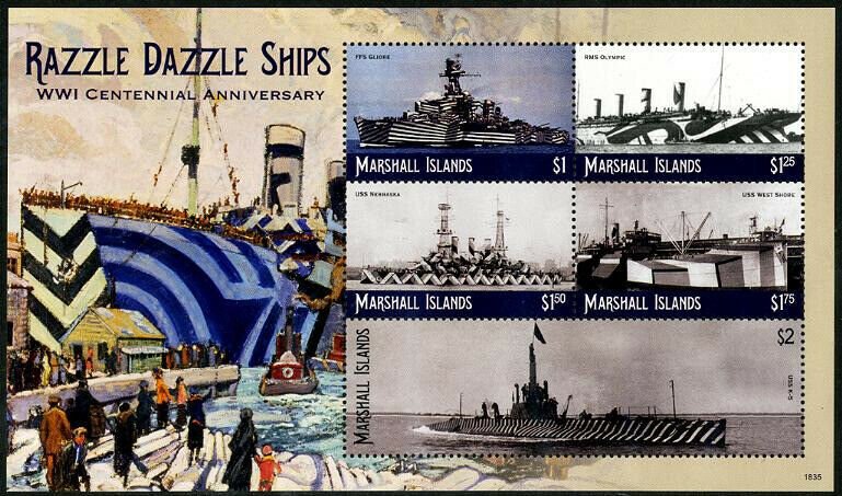 HERRICKSTAMP NEW ISSUES MARSHALL ISLAND World War I Razzle Dazzle Ships