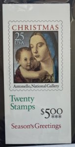 US 1990 Christmas Booklet Antonello, 20 stamps MNH OG #2514 BK180