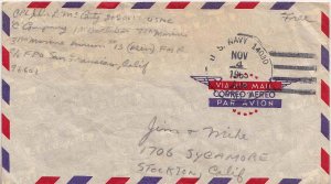 United States Vietnam War Soldier's Free Mail 1965 U.S. Navy 14030 1st Battal...