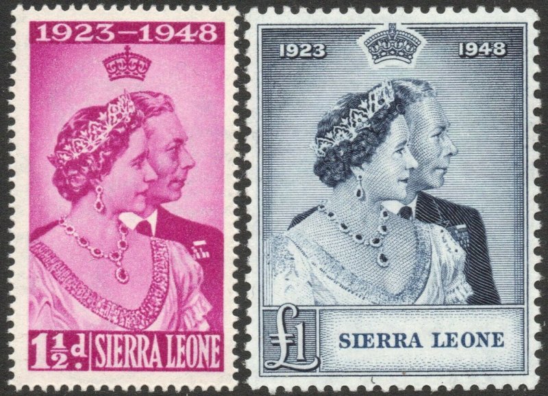 SIERRA LEONE-1948 Royal Silver Wedding Set Sg 203-204 UNMOUNTED MINT V42860