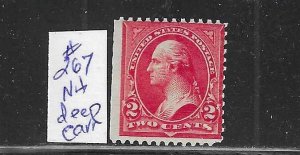 US #267 1895 WASHINGTON 2 CENTS (DEEP CARMINE ) TYPE III- WMK 191 -MINT NH