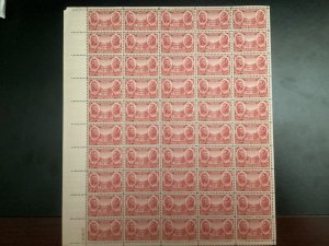 U.S. #786 MNH Full Sheet VF centering small corner selvage fault 2c Army