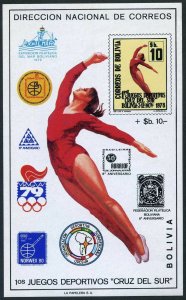 Bolivia 640a,MNH.Michel Bl.90. Southern Cross Sports Games,1979.Gymnast,Olympic.