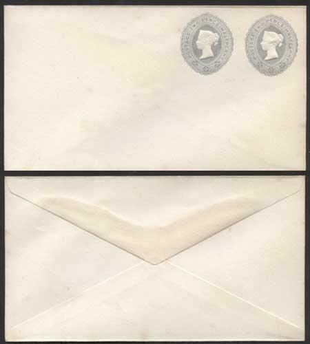 ESC258 QV 2 1/2d Grey Blue and 2 1/2d Grey Blue Stamped to Order Envelope Mint 