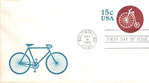 US FIRST DAY COVER BICYCLING 15c STAMPED ENVELOPE AS ISSUED BY USPS 1980