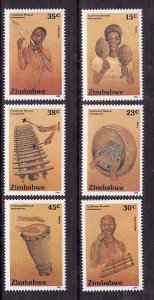 Zimbabwe-Sc#636-41- id6-unused NH set-Musical Instruments-1991-