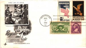 #1344 Register and Vote 4 stamp Combo - Artcraft Cachet  SCBL