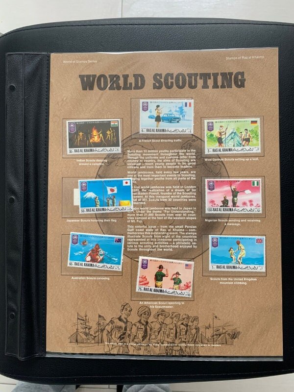 Ras al khaima world scouting stamp panel big size with plastic holder 