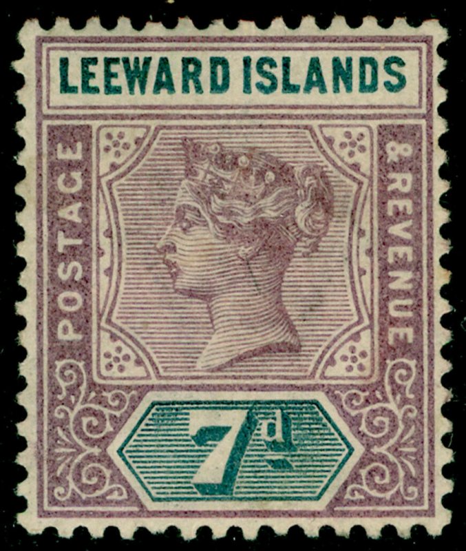 LEEWARD ISLANDS SG6, 7d dull mauve & slate, M MINT. Cat £11.