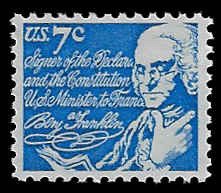 U.S. #1393d MNH; 7c Ben Franklin (1970) (5)