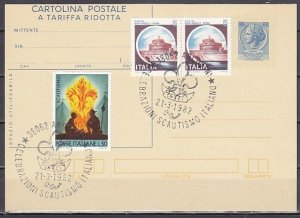 Italy, 1982 issue. 21/MAR/82 Scout Cancel on a Postal Card. ^