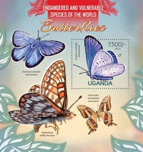 UGANDA - 2013 - Butterflies - Perf Souv Sheet - Mint Never Hinged