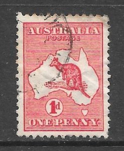 Australia 2: 1d Kangaroo and Map, used,  F-VF