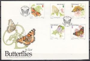 Isle of Man, Scott cat. 567-571. Butterflies issue on a First Day Cover. ^