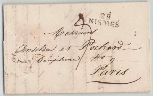 France 1826 Nismes to Paris Stampless Folded Letter SFL w/CDS