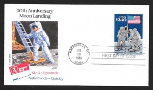 UNITED STATES FDC $2.40 Moon Landing 1989 USPS