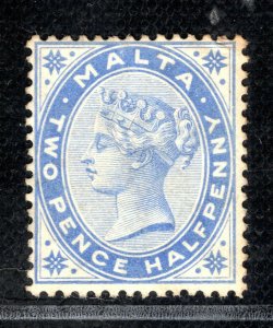 MALTA QV Stamp SG.24 2½d Dull Blue (1885-90) Mint MM Cat £65- RBLUE63