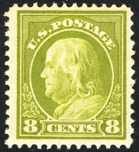 US  #414 SCV $170.00  XF mint never hinged, wonderfully well centered, fresh ...