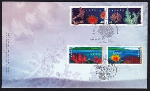 HONG KONG, CHINA - CANADA Joint Issue = CORALS = Official FDC Pairs Canada 2002