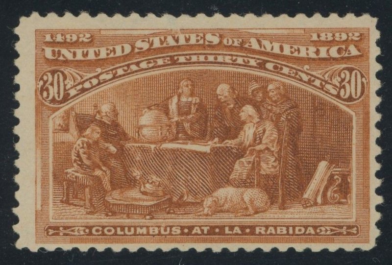 USA 239 - 30 cent Columbian - F/VF Mint OG never hinged & Sound - Cat $675.00