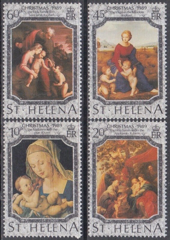 ST HELENA Sc # 515-8 CPL MNH SET of 4 - CHRISTMAS 1989 , RELIGIOUS PAINTINGS