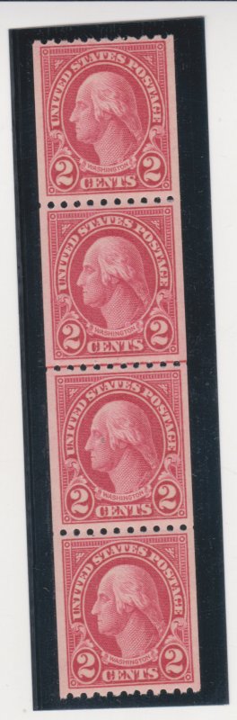 US Scott # 606 2c Joint Line Coil Strip of 4 - Mint Never Hinged MNH OG