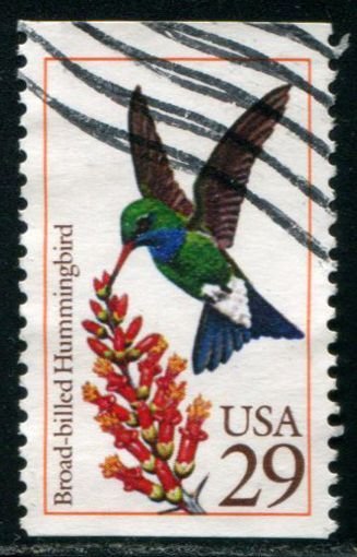 2643 US 29c Hummingbirds, used bklt sgl