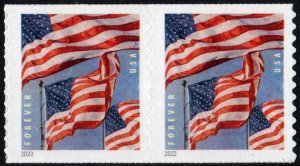 SC#5656 (Forever) U.S. Flags Coil Pair: BCA (2022) SA