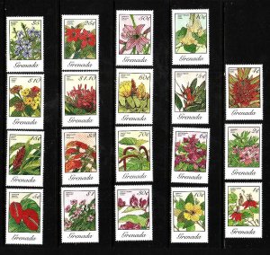 Grenada-Sc#1280-97A ex 1293B-Unused NH short set to the $10-Flowers-Flora-1985-8