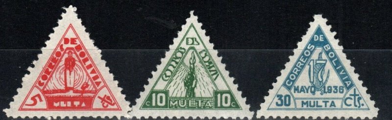 Bolivia #J7-9 F-VF Unused CV $5.75 (X445)