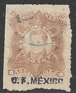 MEXICO REVENUES 1883 1p Mora DOCUMENTARY TAX DF MEXICO Control Used DO102